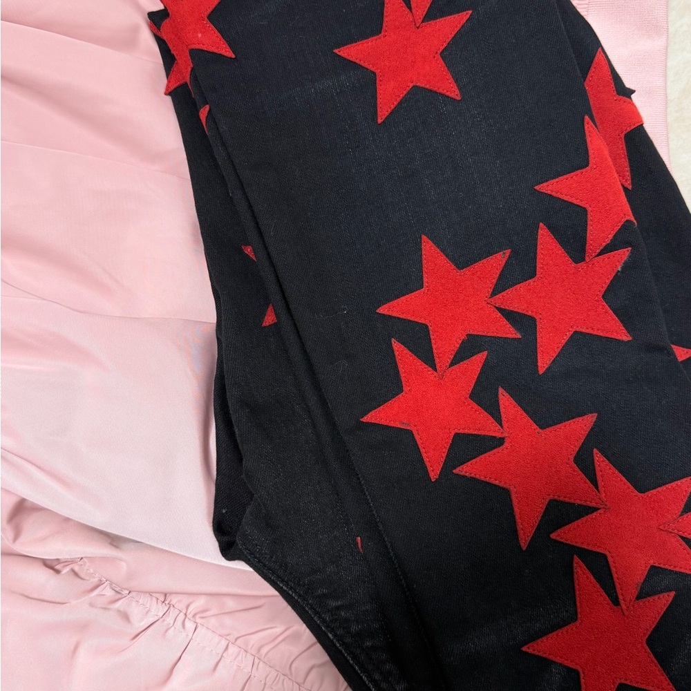 Amiri x Chemist Red Star Jeans Black w/ Red Suede Stars Size 31 – Made in USA - Picture 8 of 9
